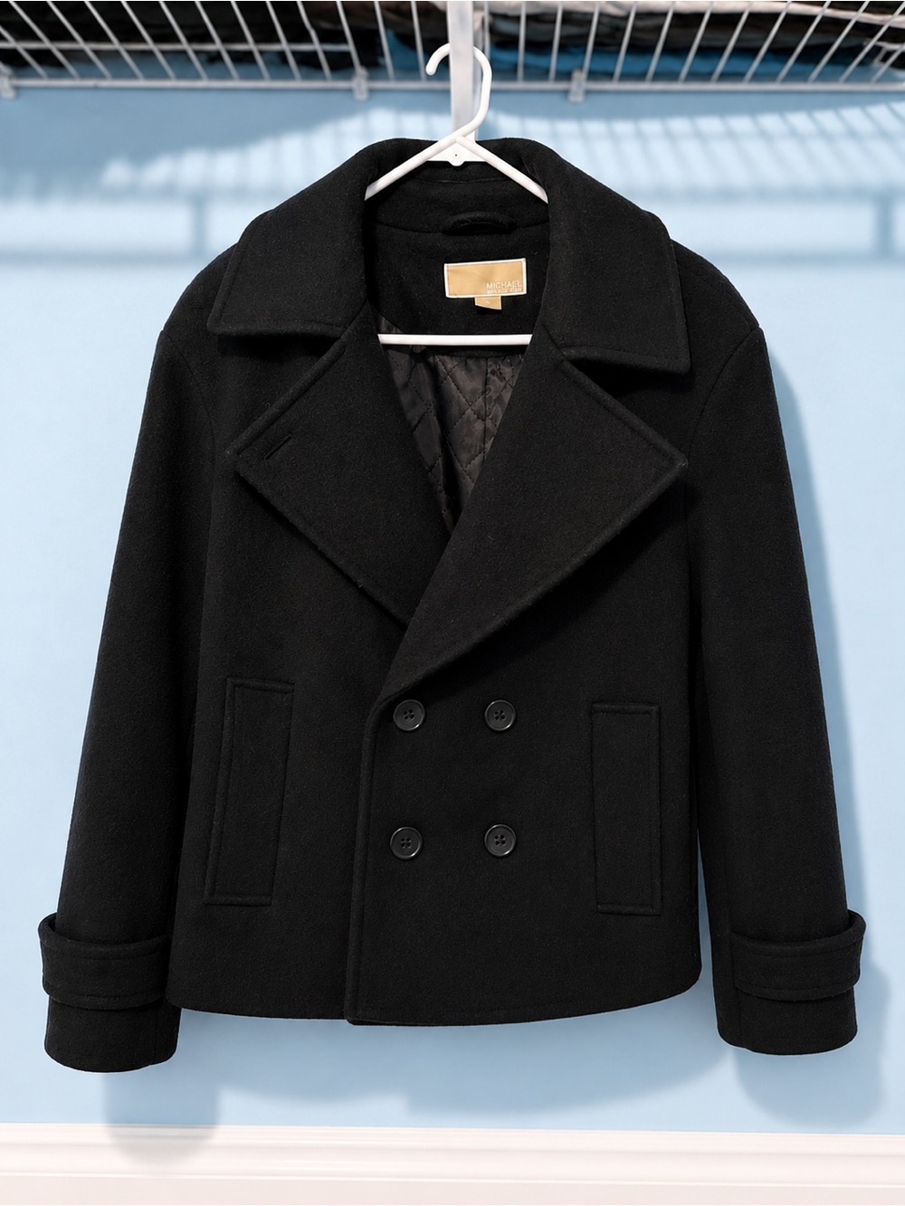 Michael Kors Black Double-Breasted Peacoat